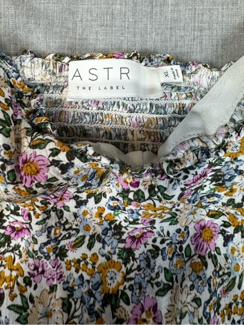 Astr Floral Tie-Strap Cami in White with Pink & Yellow Flowers - Picture 3 of 7
